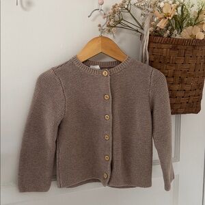 Unisex Taupe Knit Cardigan